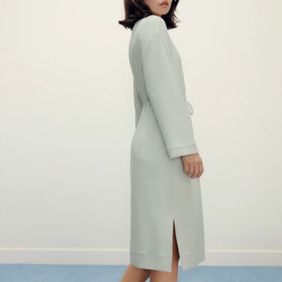 NEW Neiwai Ribbed Knit Drawstring Long Sleeve Dress Gray Violet - Picture 2 of 16